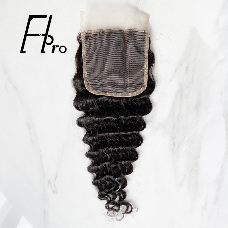 High Quality 4x4 Transparent Lace Closure Deep Wave Natural Hair Line