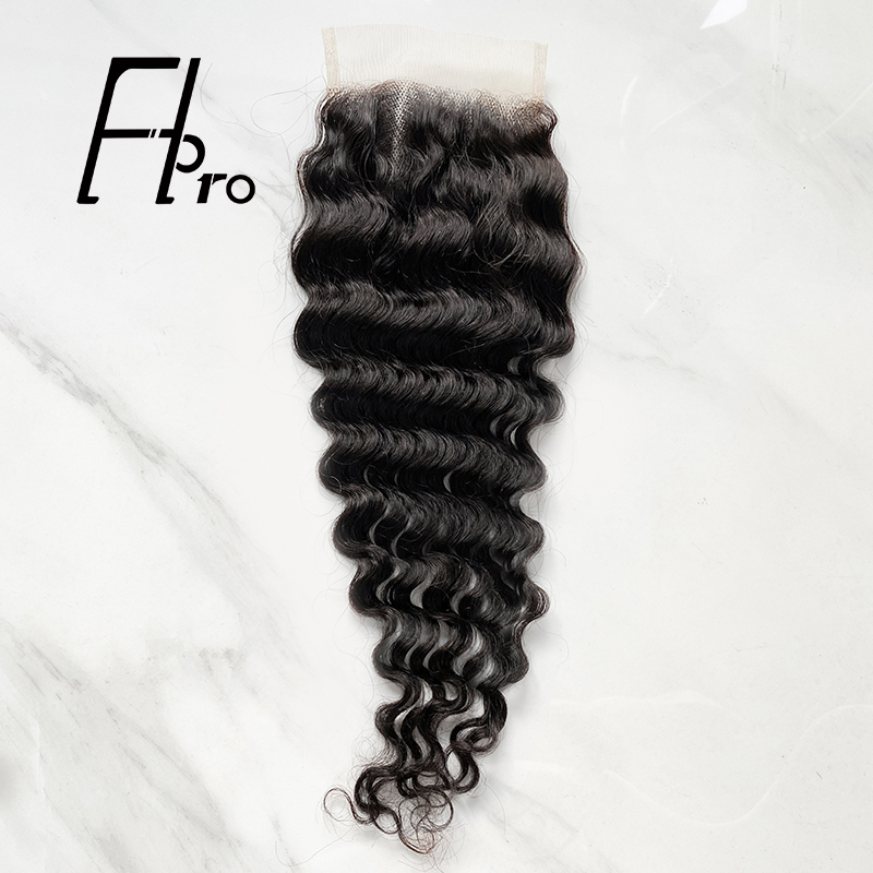 High Quality 4x4 Transparent Lace Closure Deep Wave Natural Hair Line