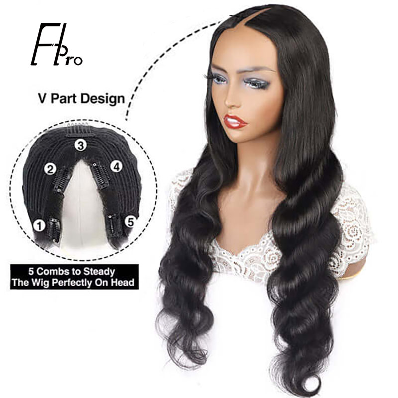 V Part Wig Body Wave Glueless Hair Wig 0 Skill Needed Wig